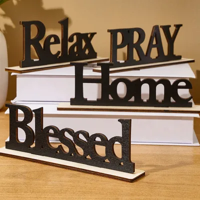 Modern Creative Black Boxwood Letter Sign Decorative Indoor Desk Centerpiece Cozy Alphabet Ornament From China