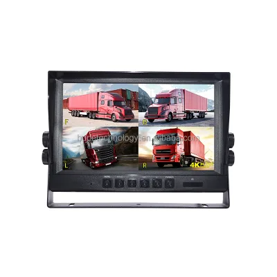 Truck 9 Inch Display Quad Split Digital Video Car 120 Degree Camera Rear View Reverse Waterpof  Car Monitor System