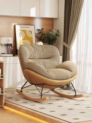 Rocking Recliner Adult Home Living Room Lazy Sofa Chair Balcony Comfortable Lounge Sleep Fabric Minimalist Modern