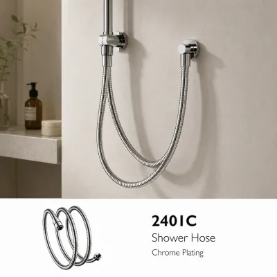 2401C Polished Stainless Steel Flexible Shower Hose, Anti-Explosion Corrosion Resistant Replacement Hand Shower Pipe