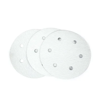 225mm 9 Inch 6 Holes Aluminum Oxide White Hook and Loop Sanding Disc Grit Number From 40-3000#