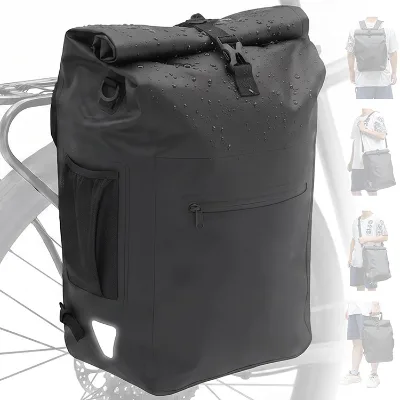 Convertible Large Capacity Bike Pannier Bag with Shoulder Strap for Cycling Commuting Touring Travel Use