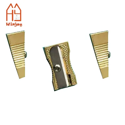Metal Pencil Sharpener, Premium Gold Tone Single Hole Manual Pencil Cutter for Standard Pencils, Durable Zinc Alloy School