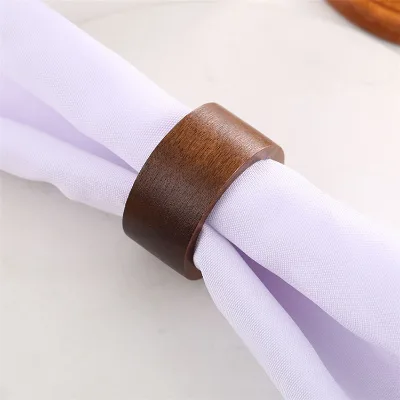 Simple Solid-color Wooden Napkin Rings Versatile Napkin Holder Buckle for Wedding Hotel and Restaurant Table Settings