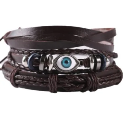 BMZ 2024 Multi Layers Wrap Cuff Leather Bracelet