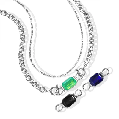 Boho Vintage Zircon Double Titanium Steel Necklace