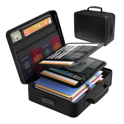 Fireproof Document Bag with Lock 5 Layers Protection Fireproof Waterproof File Organizer Bag for Document Certificates Safe