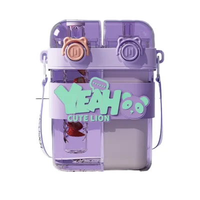 Double Drinking Design Multiple Locking Double Drink Cup Large Capacity Kids Water Bottle Outdoor