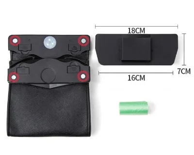 Multipurpose Hanging Car Trash Bag with Smart LED Magnetic Trash Can PU Leather Garbage Can