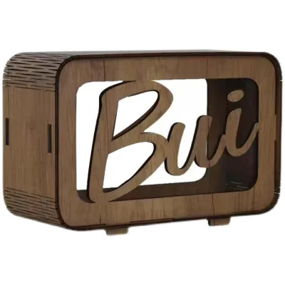 2023 New Arrival Wood Envelope Box Custom Name Wooden Coin Bank Personalized Wedding Card Box for Wedding