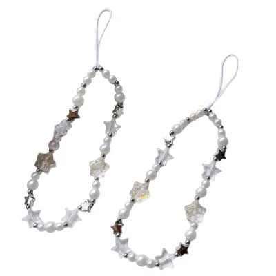 2026 New Arrival Mobile Phone Charm Star Pearl Beaded Wristband for Women Acrylic 20cm