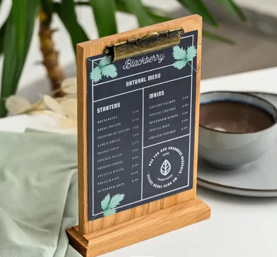 Hot Selling Table Stand Menu Holder Wooden Sign Holder Wooden Display Board Wooden Tabletop Menu Holder