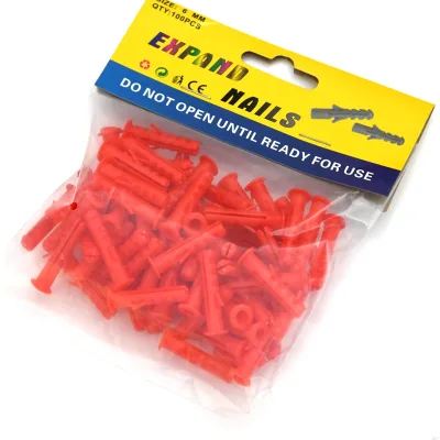 Plastic Expansion Wall Plugs With Yellow Red Brown Blue