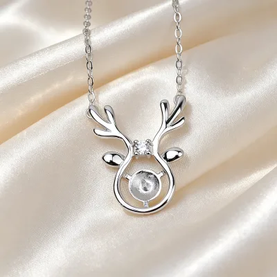 S925 Sterling Silver Deer Antler Empty Pendant Setting Rhodium Plated DIY Pearls Necklace Bezel Holder Jewelry Making Supplies