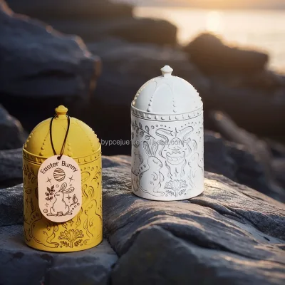 Creative Modern Eco-Friendly Embossed 3d Natural Cement Concrete Soybean Coconut Scented Candles Gifts for Easter Holiday
