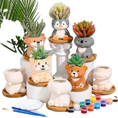 DIY Paintable Animal Ceramic Planters Ready to Paint Plant Pots Unpainted Flower Pots Bulk Succulent Pot