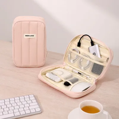 Handheld Zipper Closure Digital Storage Bag for Data Cables & Charging Batteries-Portable Water Resistant Lightweight