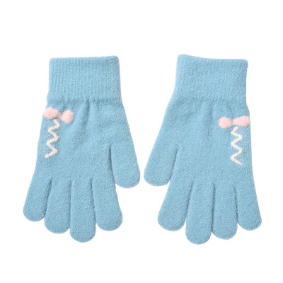 ALLCH Female Winter Woolen Gloves Cute Korean Version Cartoon Five Fingers Ins Cold Prevention Keep Students Warm Touch Screen