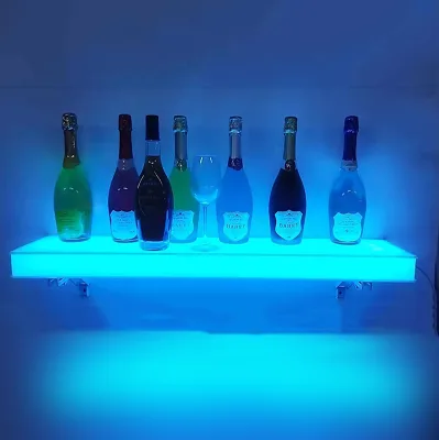 Modern Led RGB Color Changing Commercial Wine Racks Wall Mounted Bar Pub Illuminated Acrylic Liquor Bottle Display Shelf