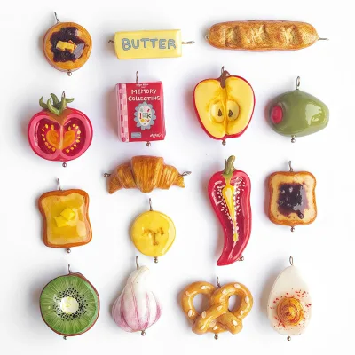 Food Shape Colorful Non-toxic Wholesale Retro 2 Years No Tarnish Color-Preserving Fruit Food Enamel Charm for Kitchen Theme Gift