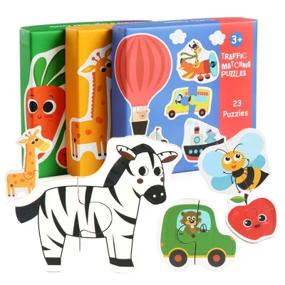New Children's Early Education Puzzle Animal Fruit and Vegetable Cognition Matching Puzzle Board Enlightenment Wooden Toy