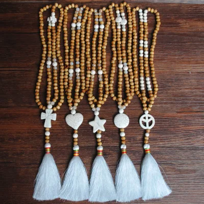 2026 Handmade Wooden Bead Women's All-Match Long Tassel Sweater Chain Necklace Gift Accessories Fashion Holiday New Arrival