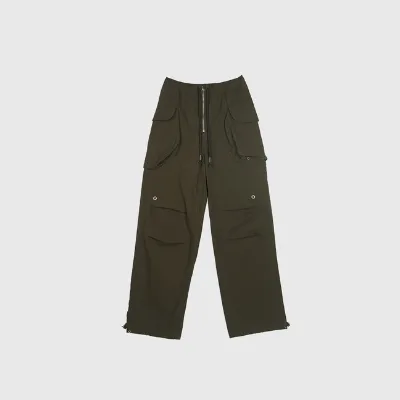 American Vintage Women's Summer Sweatpants Mid Waist Pocket Loose Straight Wide Leg Drawstring Hip-Hop Y2K Casual Pants Flat
