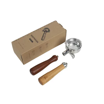 OEM Wooden Handle 3 Ear 51/58mm Espresso Portafilter Single Spout Coffee Portafilter for Espresso Machine