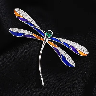 Rhinestone Dragonfly Brooches for Women Unisex Glass Insect Pins Banquet Party Backpack Gifts Jewelry Accessories