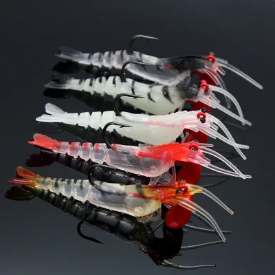 PVC Lead-head Hook Five-Segment Artificial Soft Bait Shrimp Glow-in-the-Dark Lead Sinker Lure for Bass Fishing