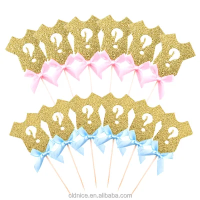 Nice Gender Disclosure Cake Decoration for Baby Shower Cake Decorating Supplies Cloth With Bowknot Baby Shower Cake Topper
