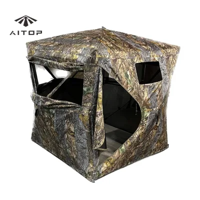 AITOP OEM Lightweight Portable Foldable Layer Hunting Box Blind Tent Camouflage Ground Hunting Tent Waterproof Stretch Tents