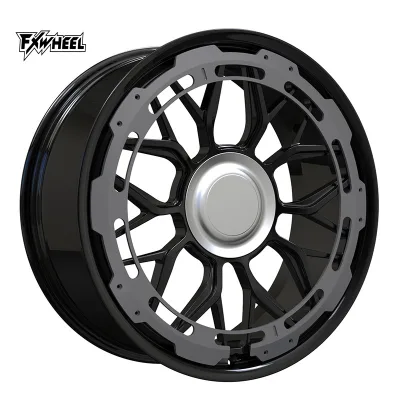 FX Custmied Gloss Black Multi-Spoke Forged Wheel With Gun Gray Trim Ring 17-2 Inch 5x112 5x130 Fit BMWM3 Jeep Wrangler Lexus LS