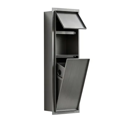 Stainless Steel Shower Niche Recessed Waterproof Bathroom Niche Built-in Trash Can Alcove Toilet Paper Toiletries Storage Rack
