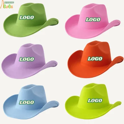 Wide Brim Felt Cowboy Hat Men Women Vintage Western Cowboy Cowgirl Hat Shape Retention Party Costume Hat Custom Logo Wholesale