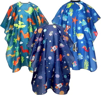 Custom Logo Kids Hair Cutting Cape Cute Cars Pattern Barber Haircut Cape Cover for Children, Baby, Toddler, Boys