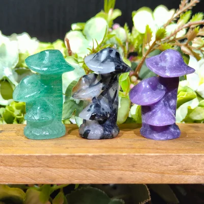 XWL Healing Crystal Stone Mushroom Gemstone Stone Hand Carving Crystal Mushroom Craft for Home Decoration Gift