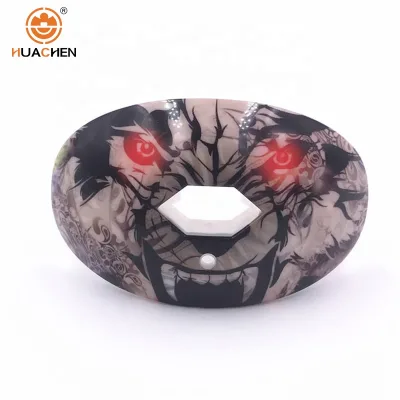 HUACHEN Football and Sports Mouth Guard Maximum Supply Oxygen Lip Protector Mouthguard With Convertible Strap Mouth Guards