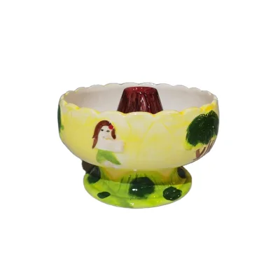 Customizable Volcano Tiki Bowl Lightweight Carved Ceramic in Any Shape and Color