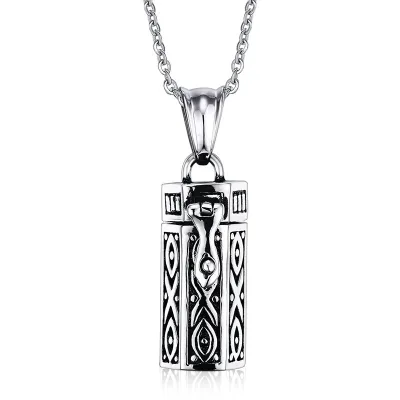 Custom Rectangular Stainless Steel Pet Urn Cremation Jewelry Mens Necklace With Pendant
