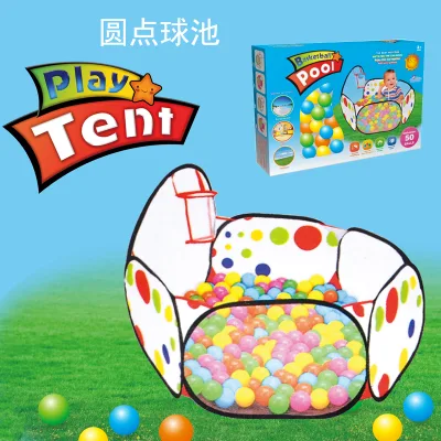 Children's Basketball Pool Play Tent with ABS Plastic Quick Automatic Opening for Ages 0-7 Years 50 PCS Ocean Ball Playhouse