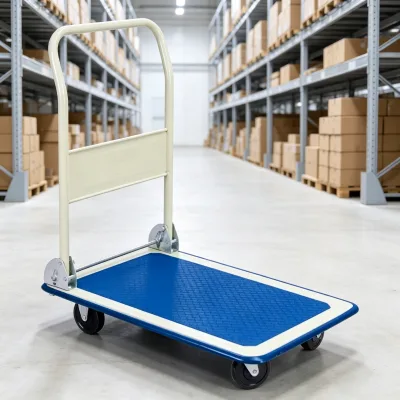 CS CS-J971 Heavy Duty Steel Platform Truck 500kg Capacity 4-Wheel Roll Container Structure OEM for Industrial Shopping