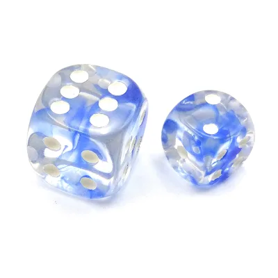 Professional Custom Resin D6 Blue Round Corner Dice Transparent Polyhedral Square Board Game Dice