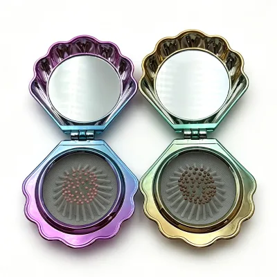 Dual-Color Electroplated Shell Folding Mirror Comb - Mini Portable 2-in-1 Hair Brush with Mirror for Travel & Daily Grooming