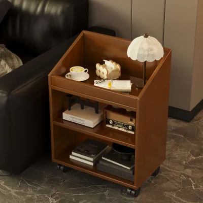 Movable Antique Retro Style Trolley Sofa Side Table Bedside Rack Office Desk Storage Cabinet Bedroom Furniture