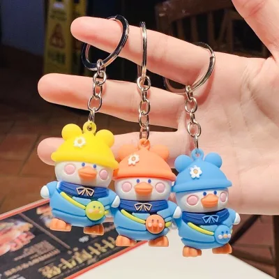 Factory Custom Shape Cartoon Duck Metal Keychain for Children Students Gift Bag Accessory Exquisite Pendant Doll