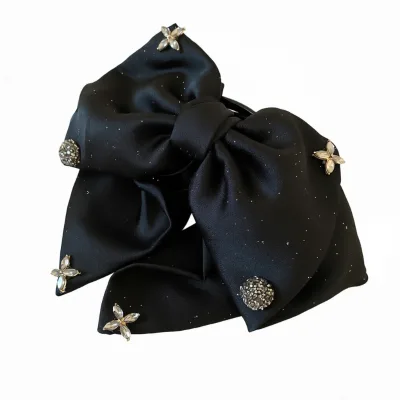Retro Satin Pearl Bow Plastic Women's Fashion Low Ponytail Hair Clip Half Tied Hair Dress Accessory