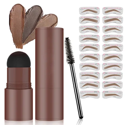Eye Brow One Step Eyebrow Stamp Stencil Shaping Kit Set Brow Waterproof Cream Stick Eyebrow Stamp and Stencil Kit