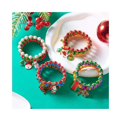 Christmas String Set Christmas Bell Tree Santa Claus Snowman Bead Combination Bracelet