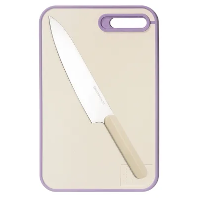 New Design Plastic Cutting Board Knife Set Non-Slip Rubber Chopping Block with PP Handle Knife Kitchen Knife Set